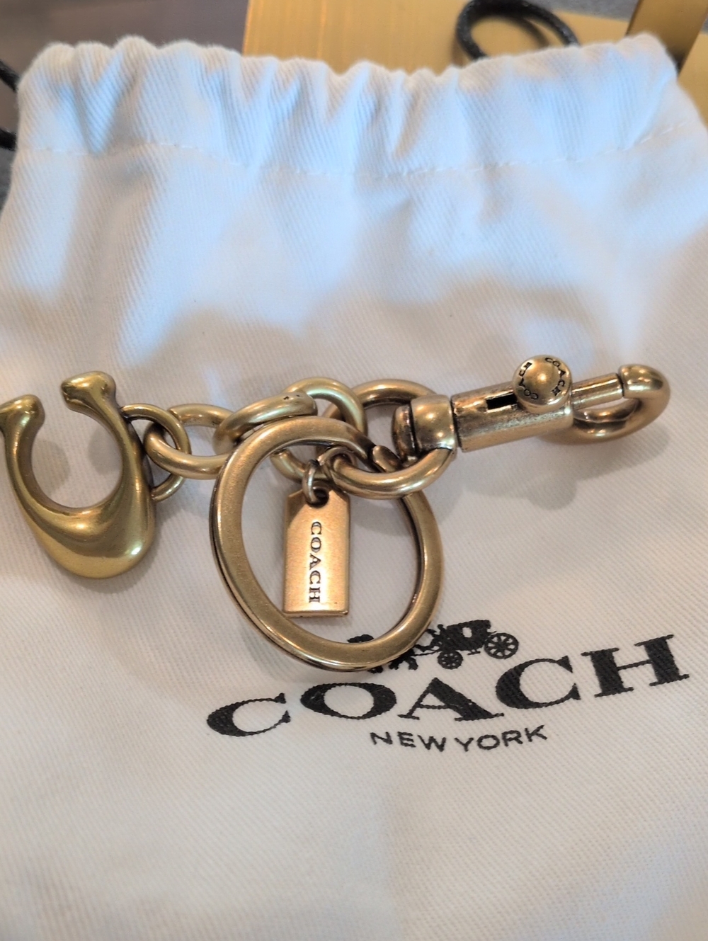 Coach Gold-Tone C Keyring Charm